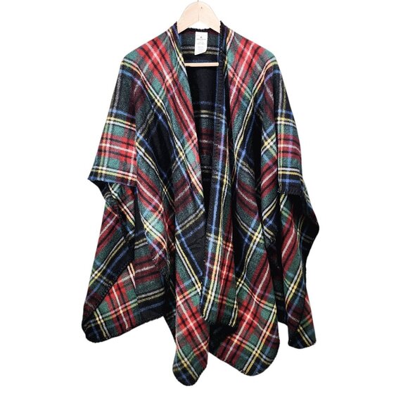 Woolrich Plaid Poncho Wrap Shawl One Size Polyester &‎ Viscose - Picture 1 of 5